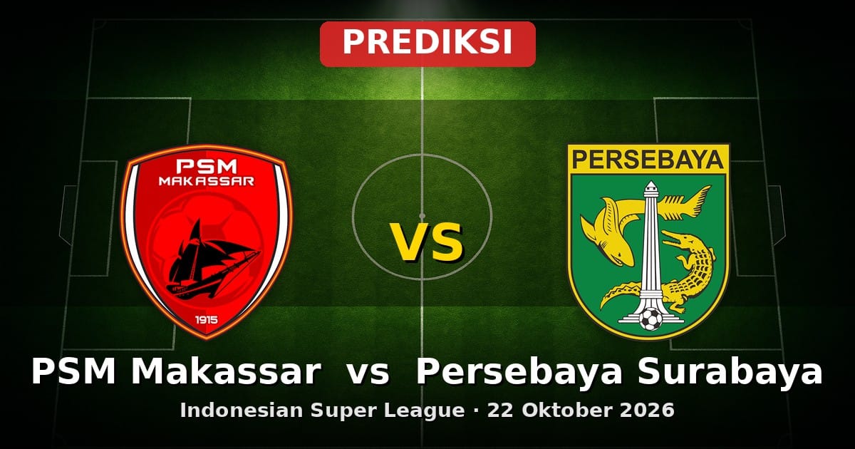 Prediksi PSM Makassar vs Persebaya Surabaya Liga Indonesia 22 Oktober 2026